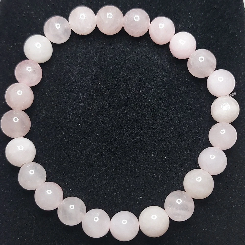 Rose Quartz stone Heart Pendant and Rose Quartz stone 8mm bead bundle #1 - Picture 4 of 7